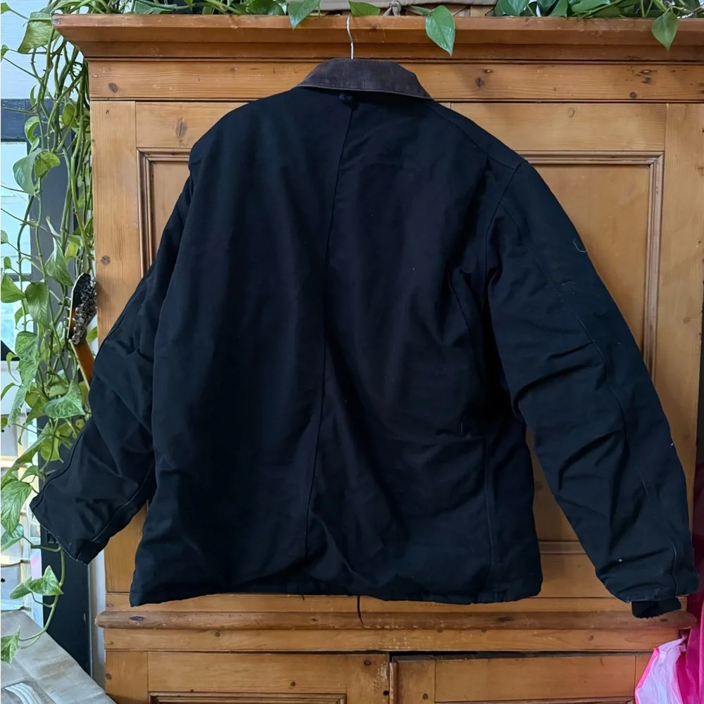 Carhartt black Jacket with brown corduroy Collar xxl long fit possibly vintage - Picture 6 of 6